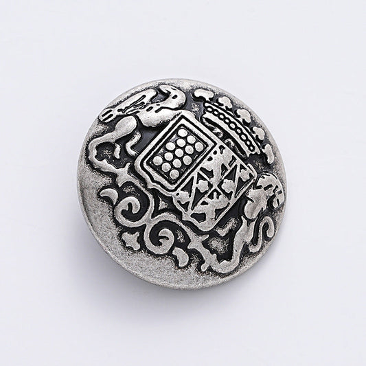14.5mm Vintage Gold and Silver Double Lion Decorative Metal Button 6pcs Silver