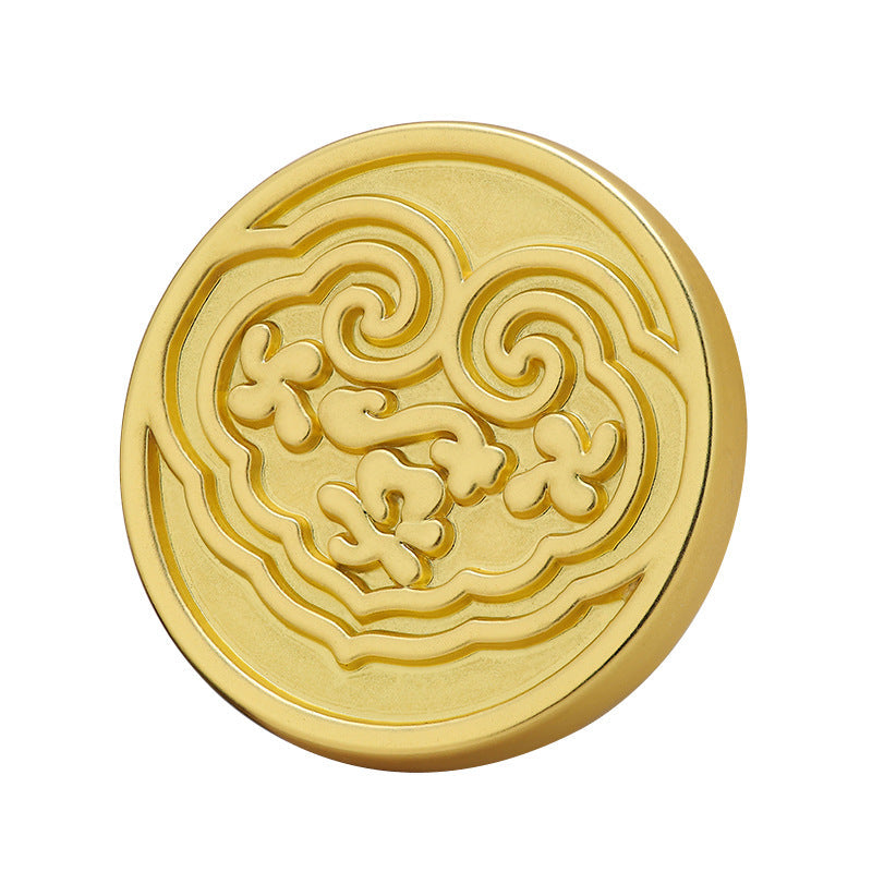 Chinese-style spell metal button, gold-tone embossed cloud motif