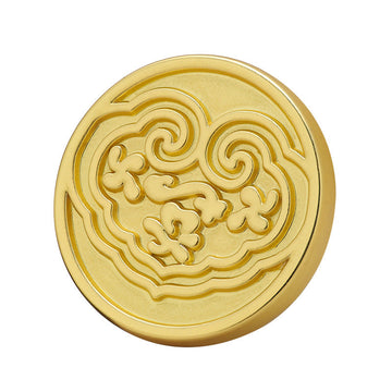 Chinese-style spell metal button, gold-tone embossed cloud motif