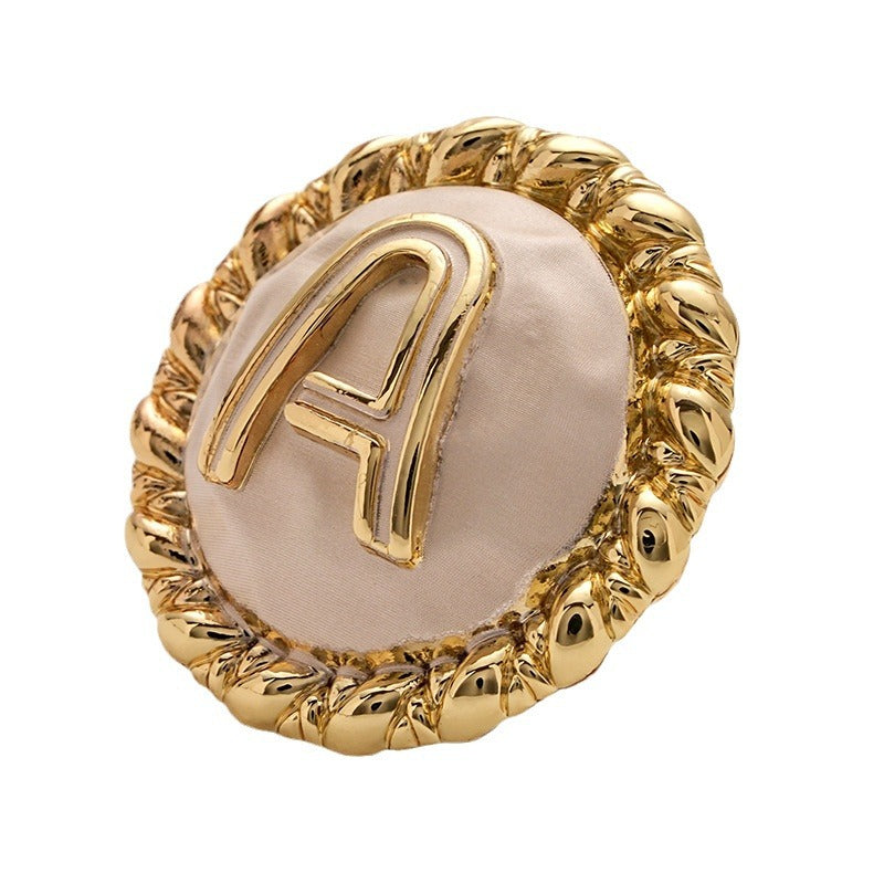 A Letter Gold and Silver Metal Shank Button 5pcs White Gold