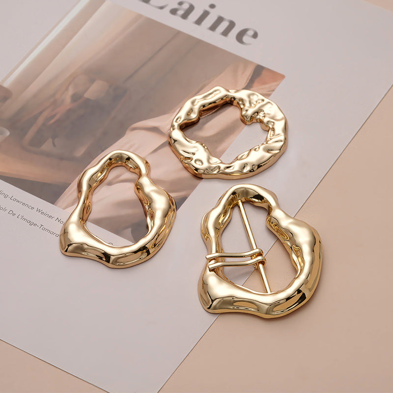 Irregular Rectangular Metal Alloy Adjustment Buckle 3pcs