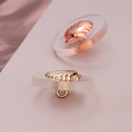 18mm Round Gold Pink Black Metal Shell & Acrylic Button 5pcs