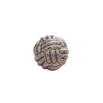 10mm Vintage Chinese Knot-Yarn Metallknopf, silberfarben, rundes Relief (1 Stück)