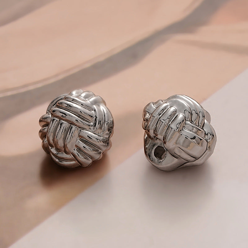 10mm Metallknöpfe im chinesischen Knot-Yarn Stil, silberfarben, Seitenansicht