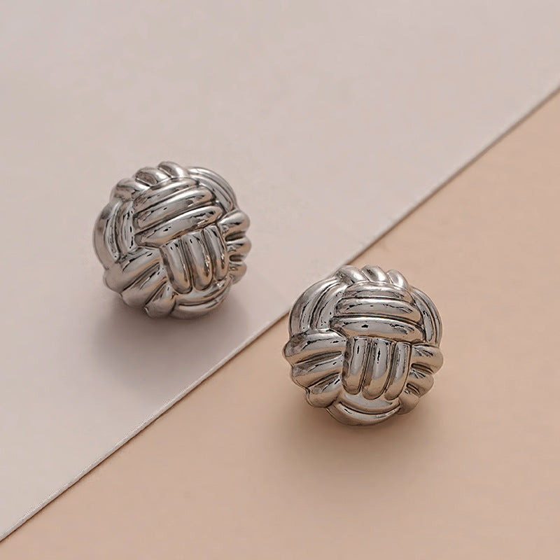 2x 10mm Vintage Chinese Knot-Yarn Metallknopf, silberfarben, geriffeltes Ziermuster