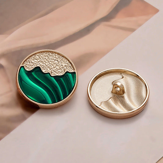 Retro Chinese Oil-Dropped Emerald Green Metal Button 10pcs