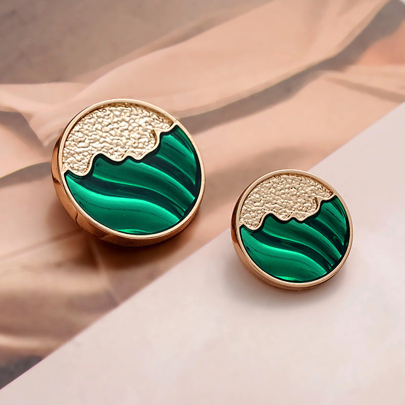 Retro Chinese Oil-Dropped Emerald Green Metal Button 10pcs