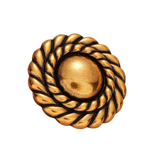 Retro Gold Simple Round Metal Button with Handle 6pcs