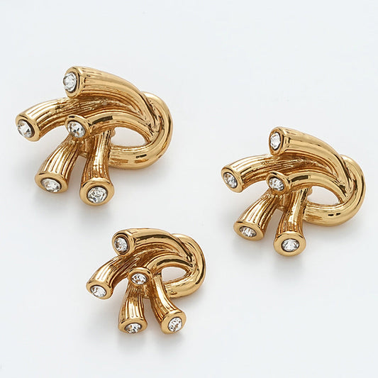 Irregular Antennae Diamond-Inlaid Retro Gold Metal Button 5pcs