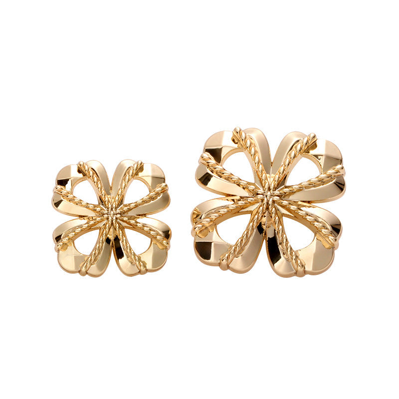 Knotted Hollow Gold Chrome Metal Sewing Shank Button 10pcs Gold
