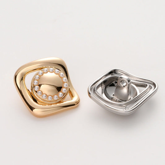 18-23mm French Retro Pearl Irregular Metal Button 5pcs