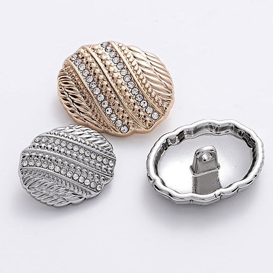 18-23mm Fashion Oval Metal Button with Diamonds 10pcs
