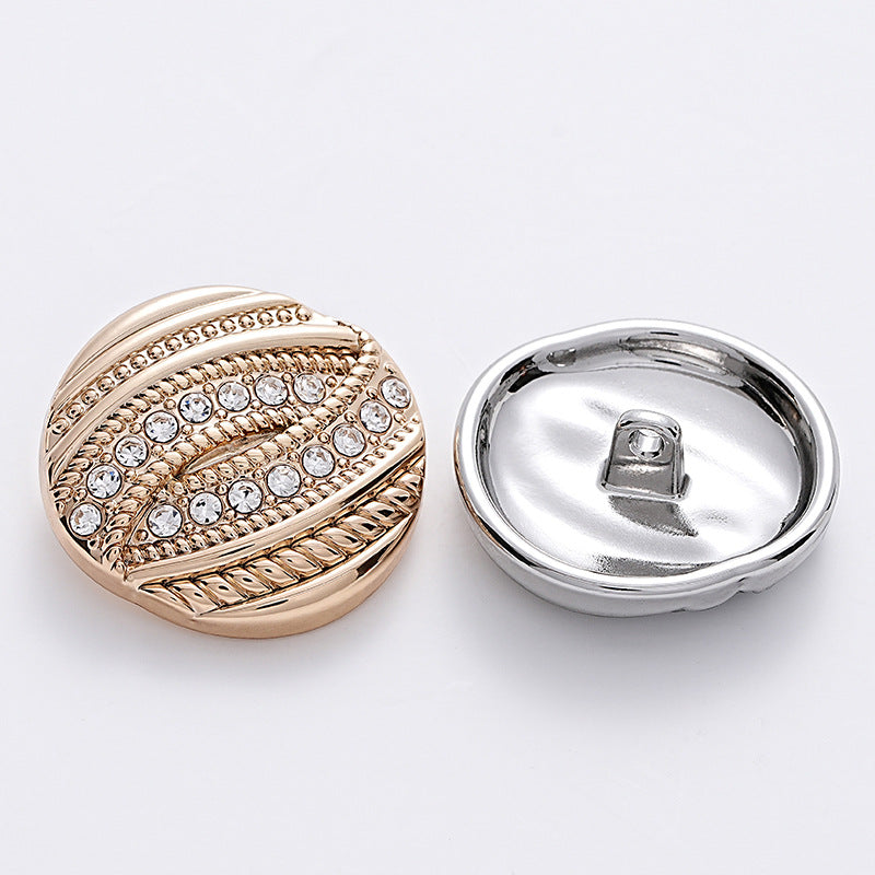 Threaded Diamond Gold Silver Metal Round Shank Button 6pcs