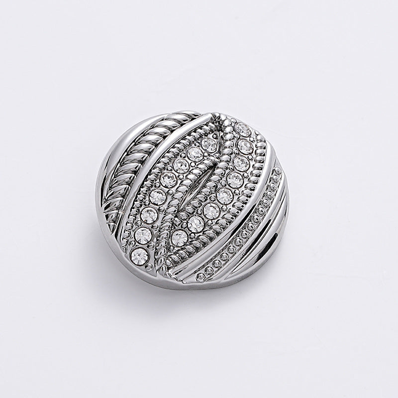 Threaded Diamond Gold Silver Metal Round Shank Button 6pcs Silver
