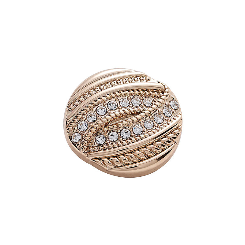 Threaded Diamond Gold Silver Metal Round Shank Button 6pcs Gold