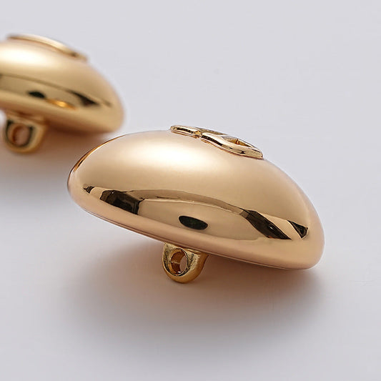 Letter V Hollow Mushroom Gold Metal Shank Button 6pcs