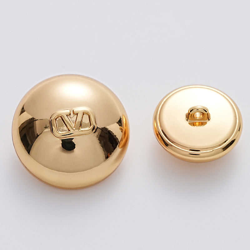 Letter V Hollow Mushroom Gold Metal Shank Button 6pcs