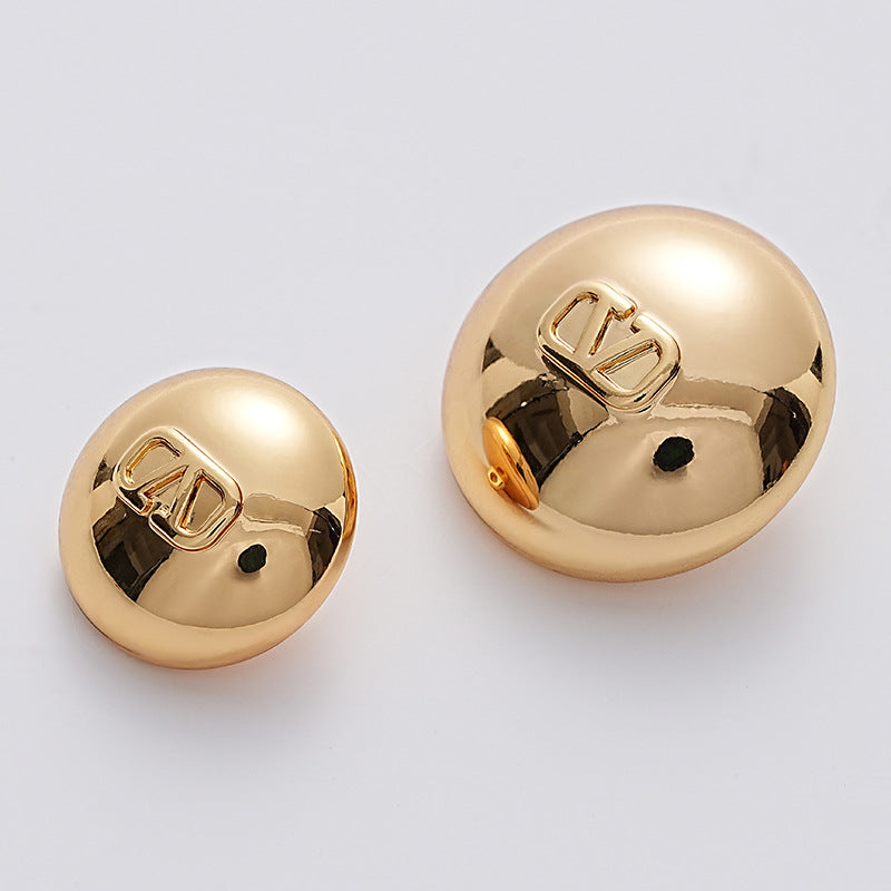 Letter V Hollow Mushroom Gold Metal Shank Button 6pcs