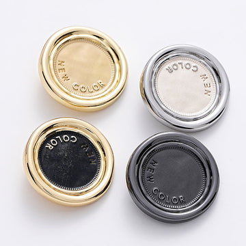 Two-tone round metal sewing button, assorted colors set of 5 with handle loop.