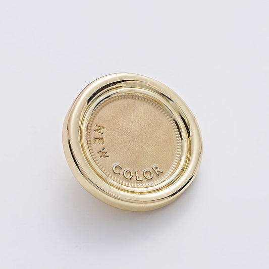 Simple Two-Tone Round Metal Sewing Button with Handle 5PCS Khaki Gold