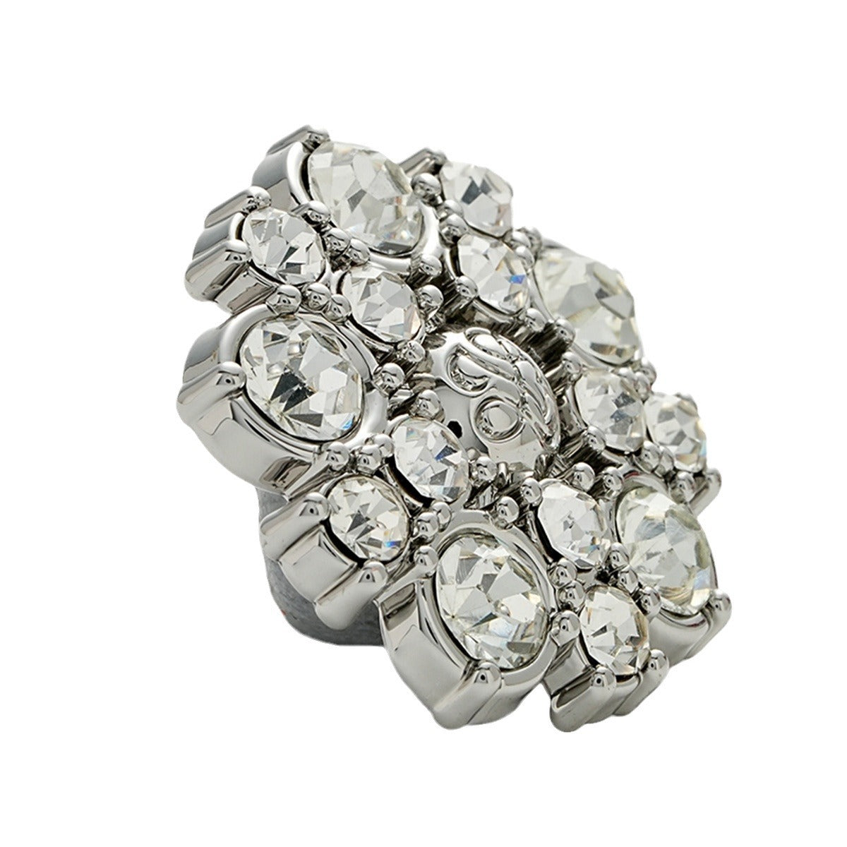 Retro Enameled Fully Diamond-Inlaid Metal Button with Handle 5pcs
