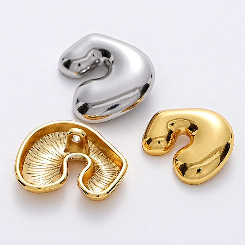 Irregular C-Shaped Gold Silver Sewing Metal Shank Button 6pcs