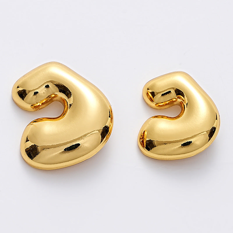 Irregular C-Shaped Gold Silver Sewing Metal Shank Button 6pcs