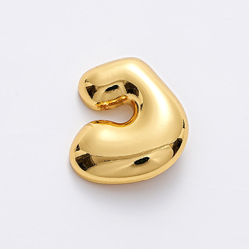Irregular C-Shaped Gold Silver Sewing Metal Shank Button 6pcs