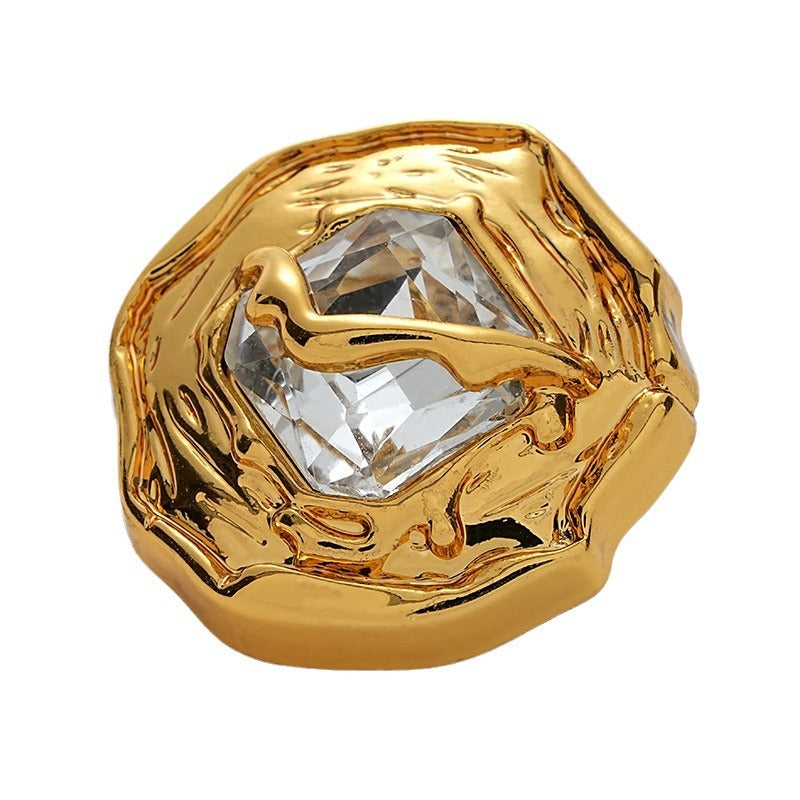 Wrinkled Surface Diamond-Inlaid Gold Silver Metal Button 10pcs