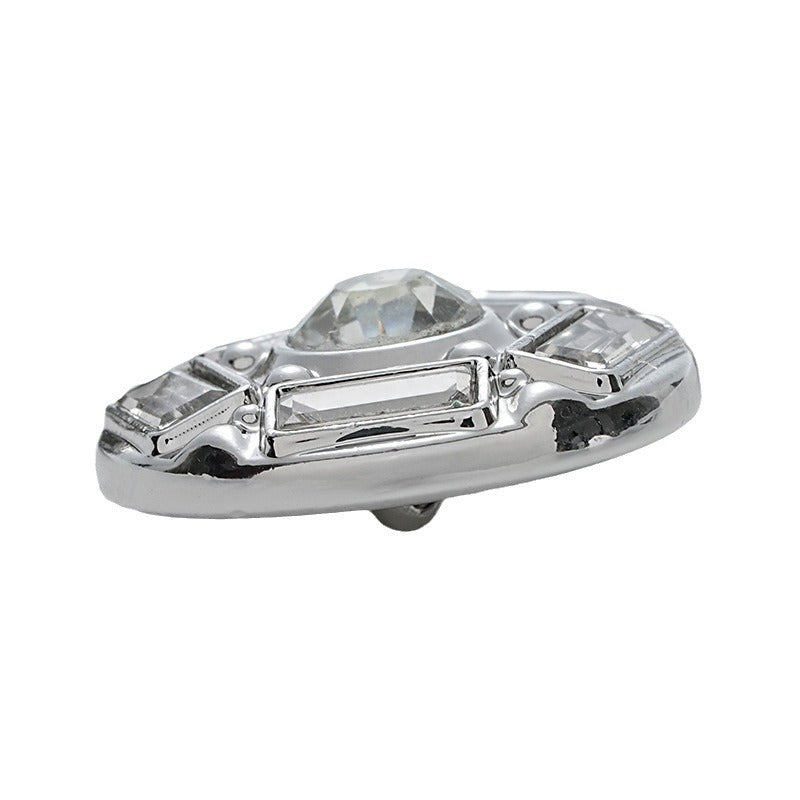 Fully Diamond Five-Pointed Star Silver Metal Button 6pcs