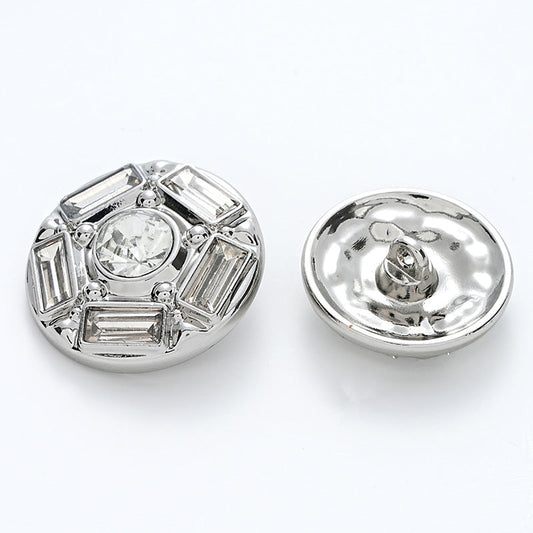Fully Diamond Five-Pointed Star Silver Metal Button 6pcs
