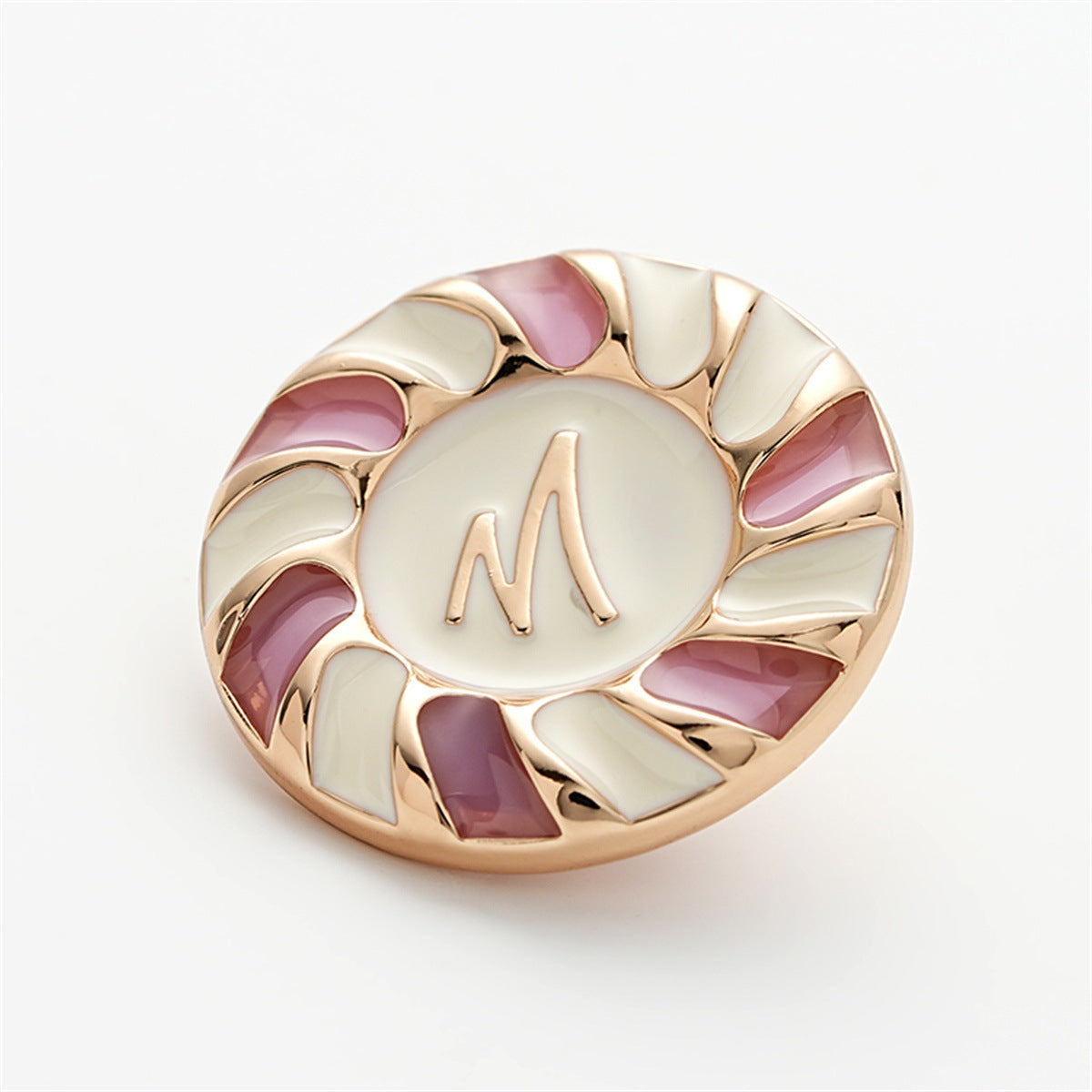 M-Letter Enamel Decorated Rose Gold Metal Buttons with Handle 6pcs