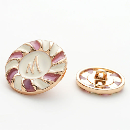 M-Letter Enamel Decorated Rose Gold Metal Buttons with Handle 6pcs