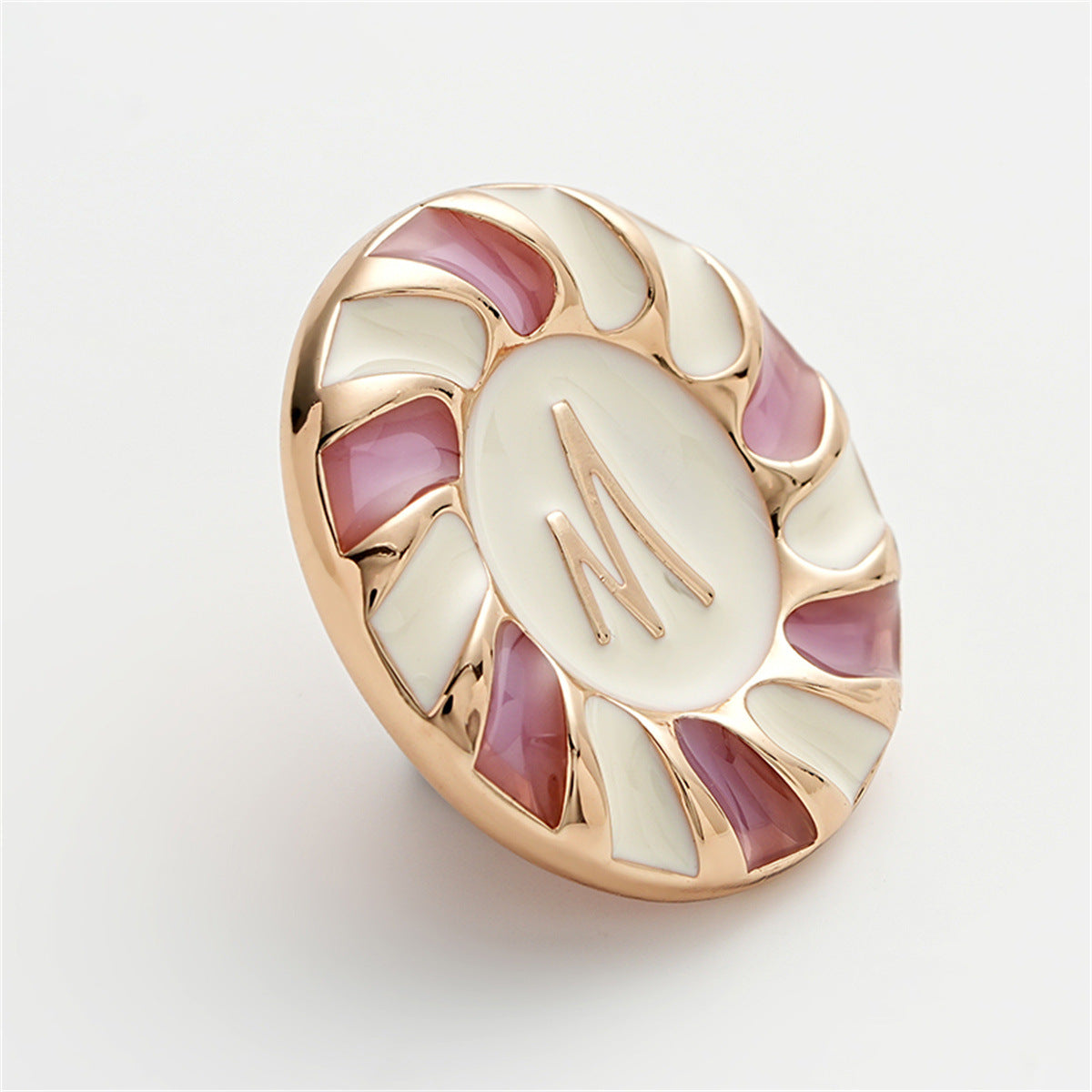 M-Letter Enamel Decorated Rose Gold Metal Buttons with Handle 6pcs