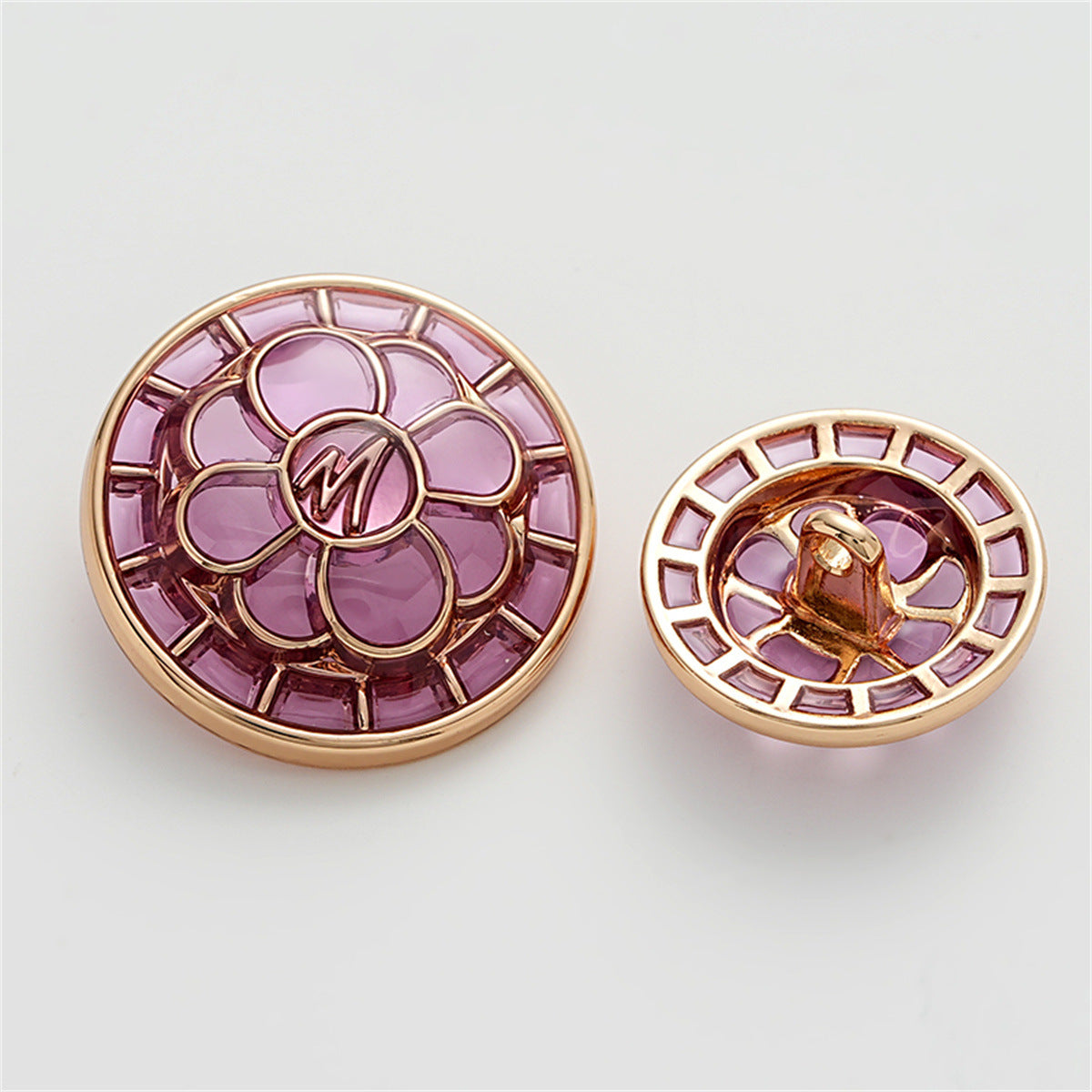 Rose Red Metal Button with Flower and M Letter 5pcs