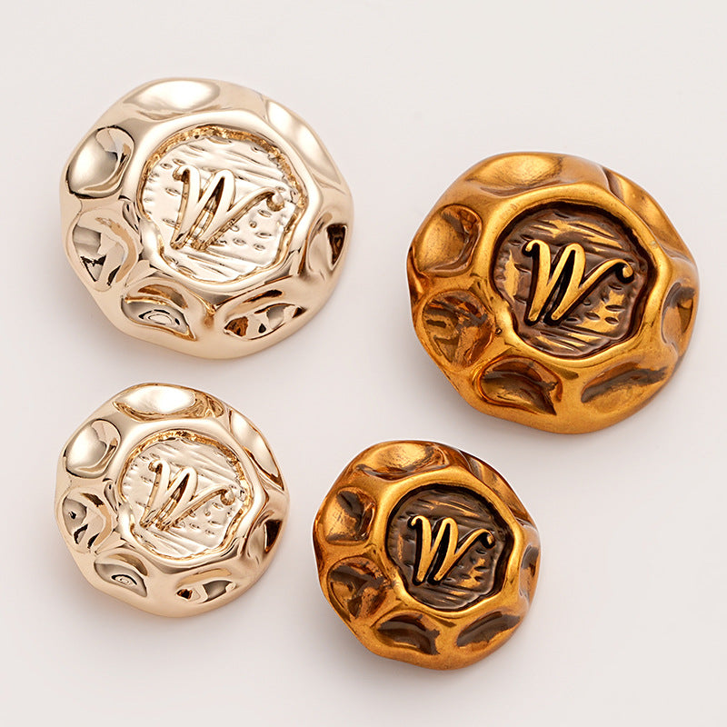 Retro Irregular M Letter Decorative Metal Button 5pcs
