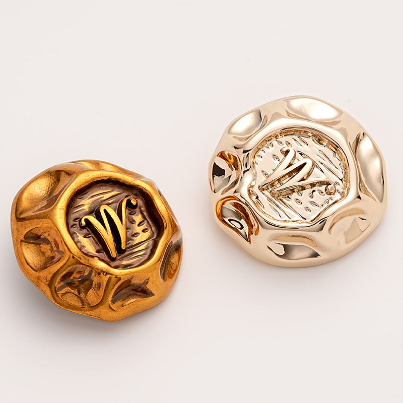 Retro Irregular M Letter Decorative Metal Button 5pcs