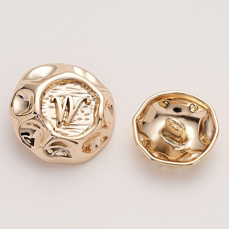 Retro Irregular M Letter Decorative Metal Button 5pcs Light Gold