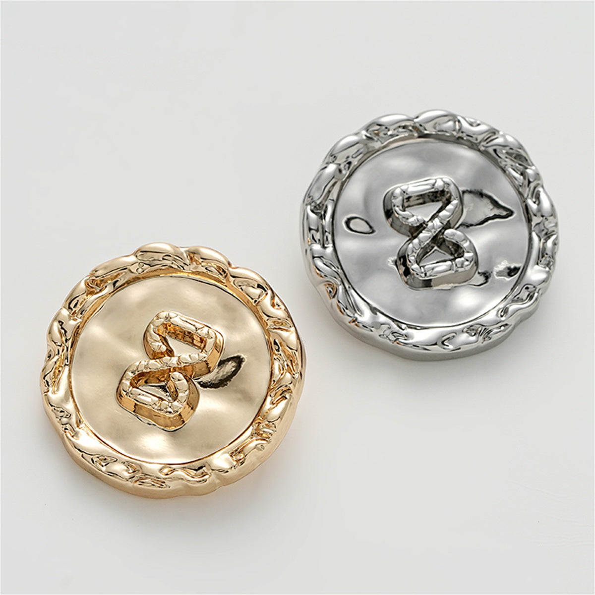 Concave Wrinkled Number 8 Irregular Decorative Metal Button 5pcs