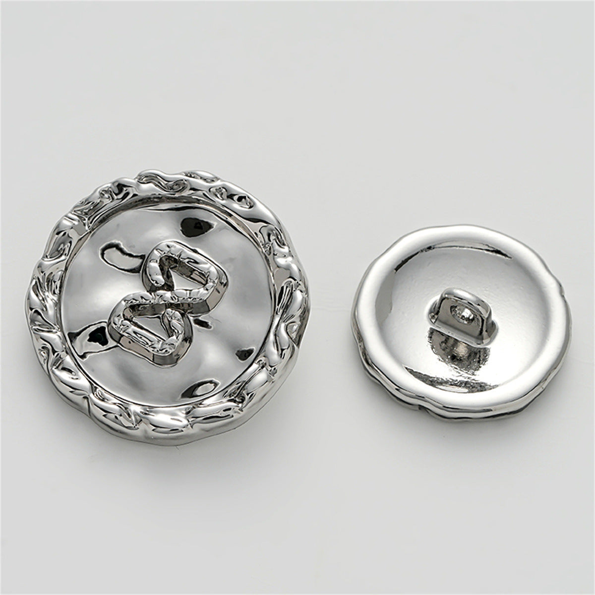 Concave Wrinkled Number 8 Irregular Decorative Metal Button 5pcs Silver