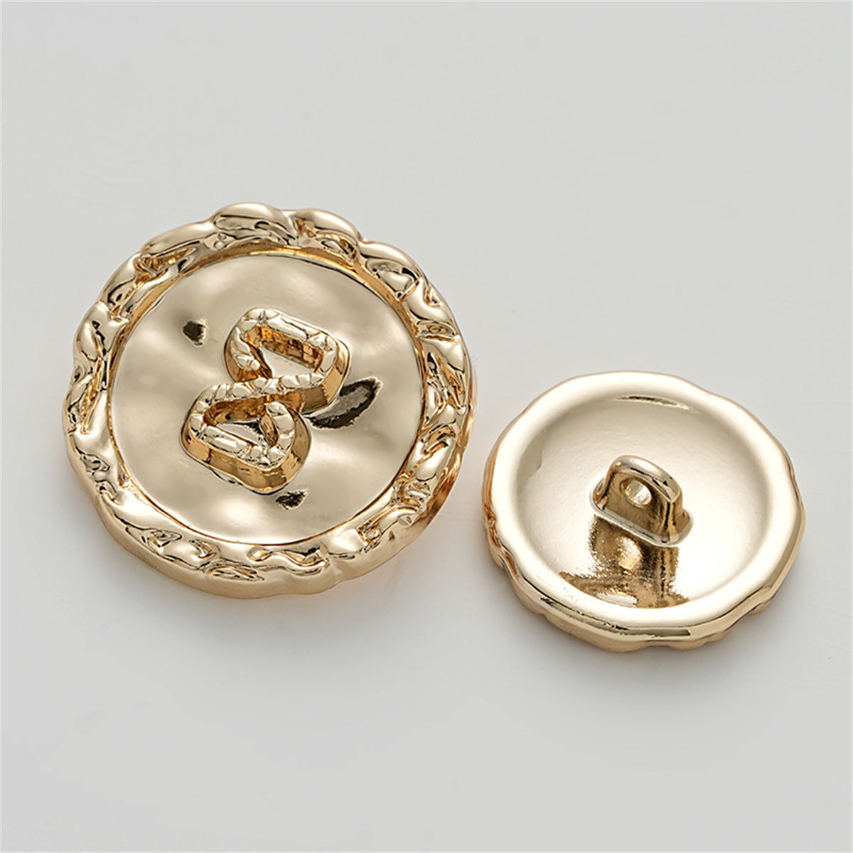Concave Wrinkled Number 8 Irregular Decorative Metal Button 5pcs Gold