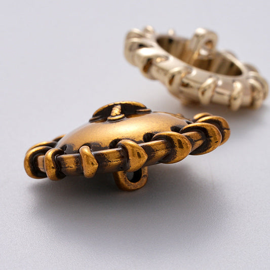 Retro Korean Style Woven Pattern Personality Metal Button 5pcs