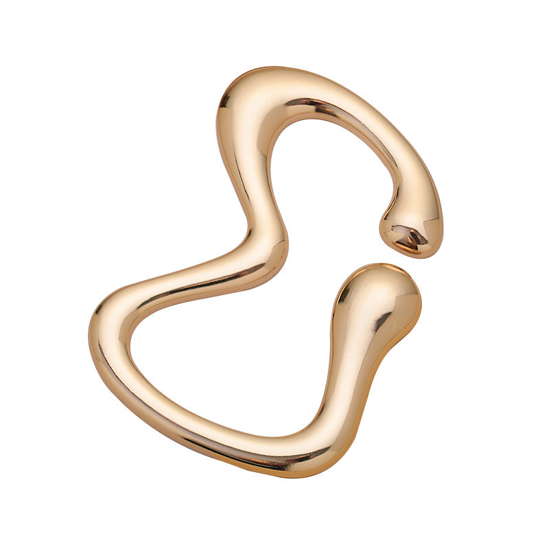 Heart-shaped gold-plated adjustable belt buckle, smooth metallic decorative frame