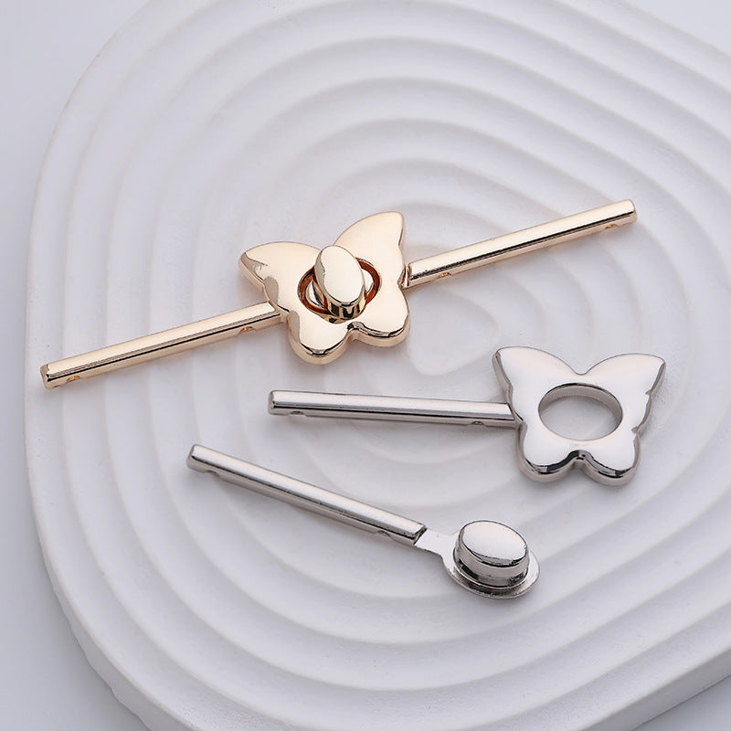 Metal butterfly-frog knot decorative buckles, gold and silver, 3pcs