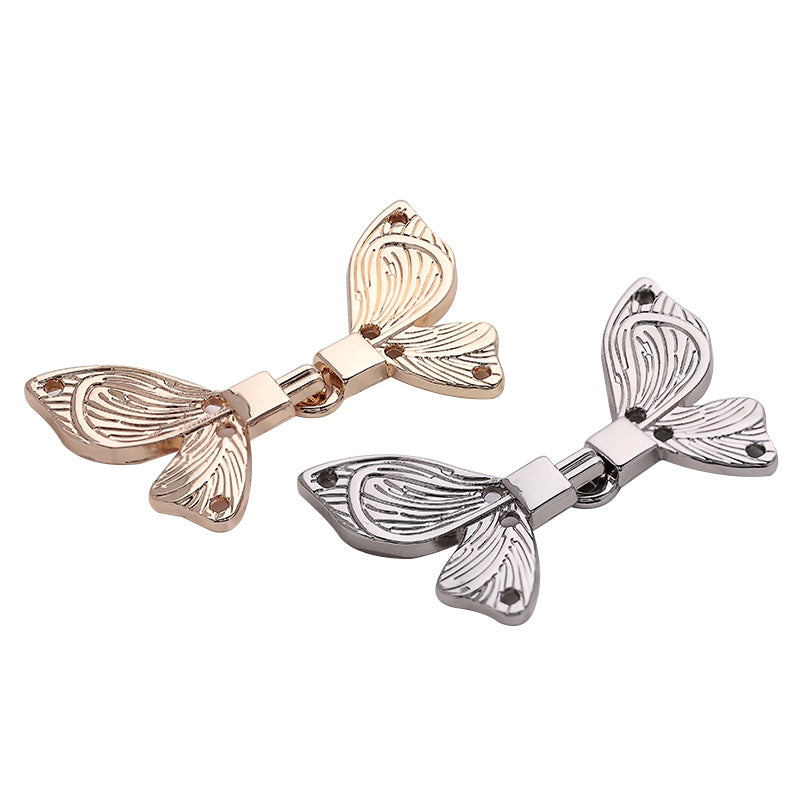 Gold butterfly bow decorative dress buckles, 6-piece set with metal clasp and ring