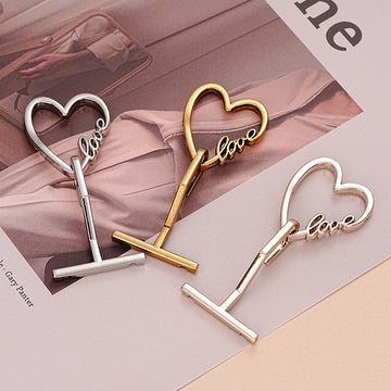Heart-shaped metal hook buckle (3pcs): silver & light gold love heart hooks