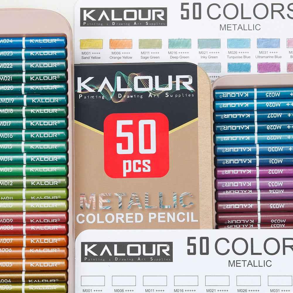 Kalour KALOUR 50 Metallic Colored Pencils for Adult Coloring Drawing