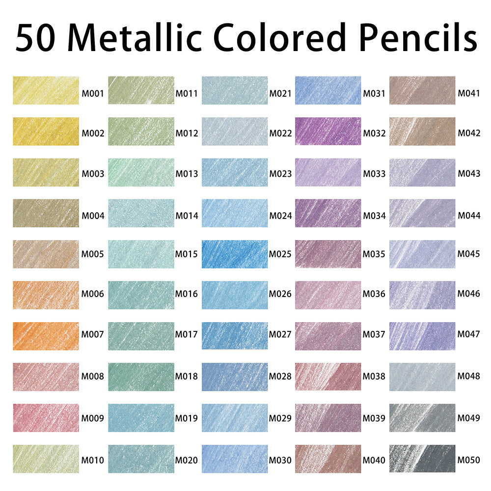 KALOUR 50 Metallic Colored Pencils for Adult Coloring Drawing