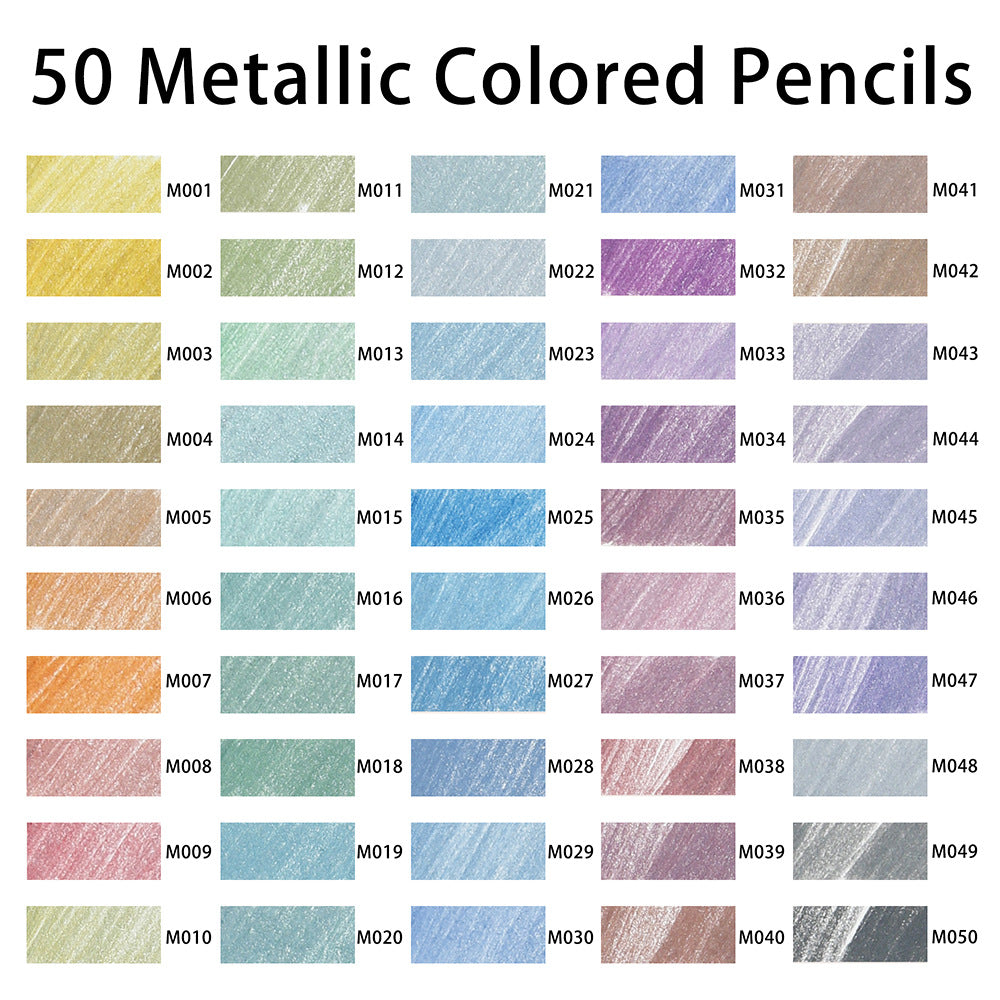 KALOUR 50 Metallic Colored Pencils for Adult Coloring Drawing