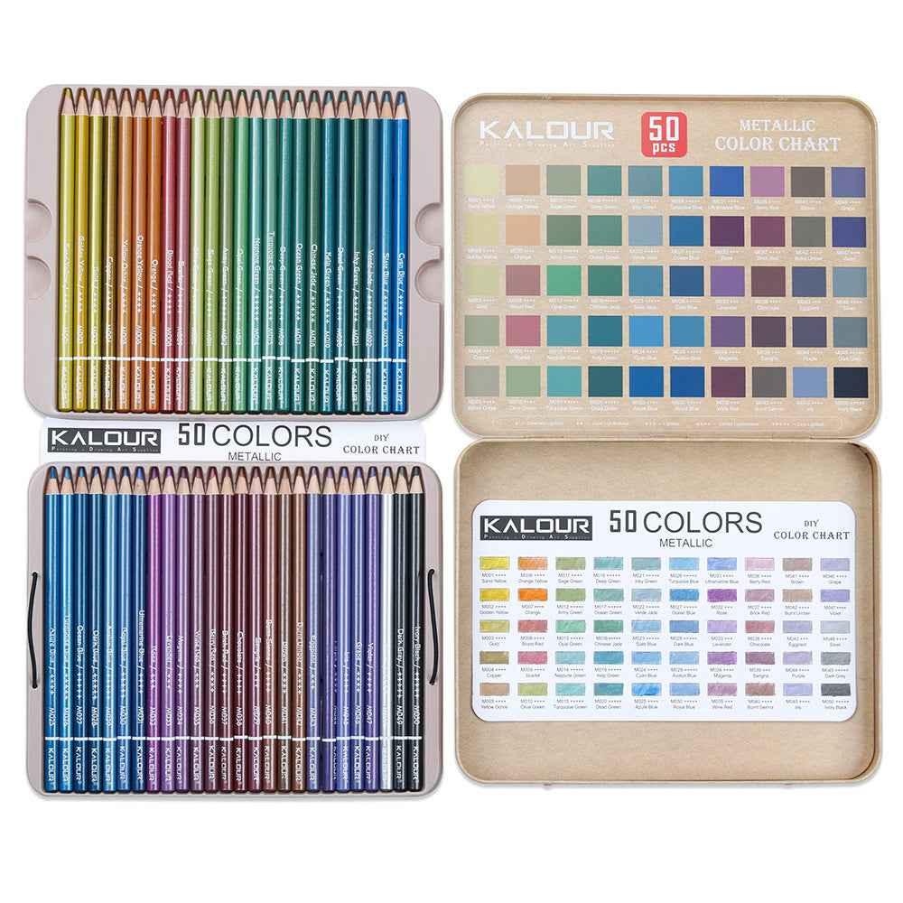 Kalour KALOUR 50 Metallic Colored Pencils for Adult Coloring Drawing